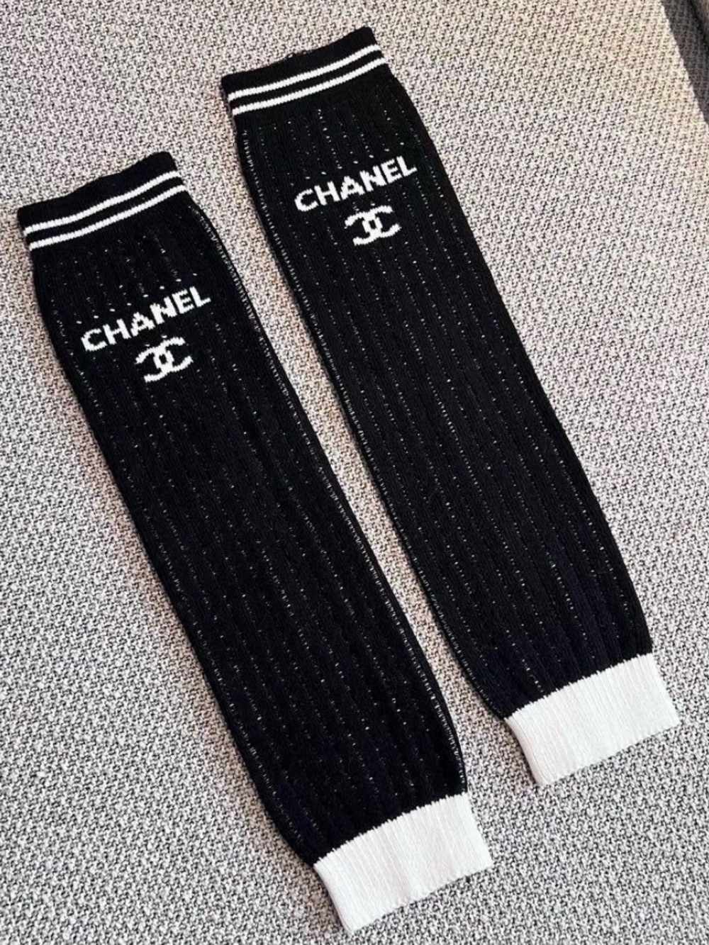 🖤 Double C Designer Black White Vintage Leg Warmers